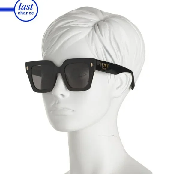 FENDI Shiny Black 50mm Square Sunglasses